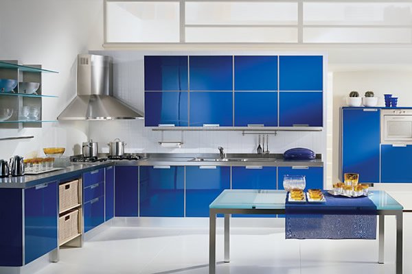 mavi mutfak dolabı
